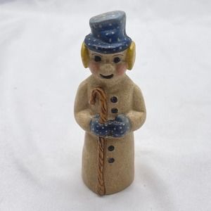 Vintage Vaillancourt Folk art hand painted snowman